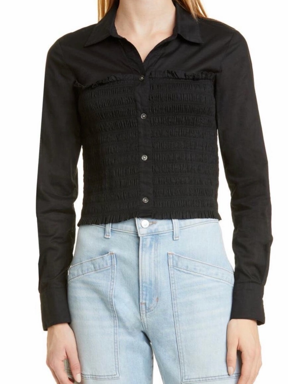 VERONICA BEARD Emersyn Smocked Button-Down Size M Luxury | Minimalist | Classic - Picture 2 of 7